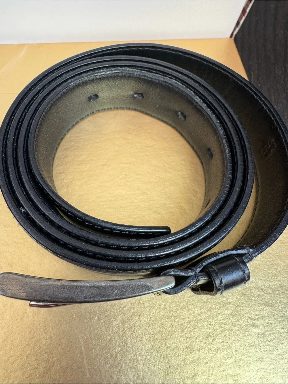 Prada Black Leather Men's Belt with Silver-Tone Buckle